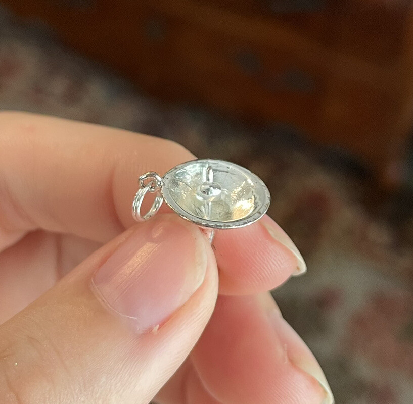 Martini Cocktail Glass Charm For Bracelet Silver Tone Metal Olive On Toothpick