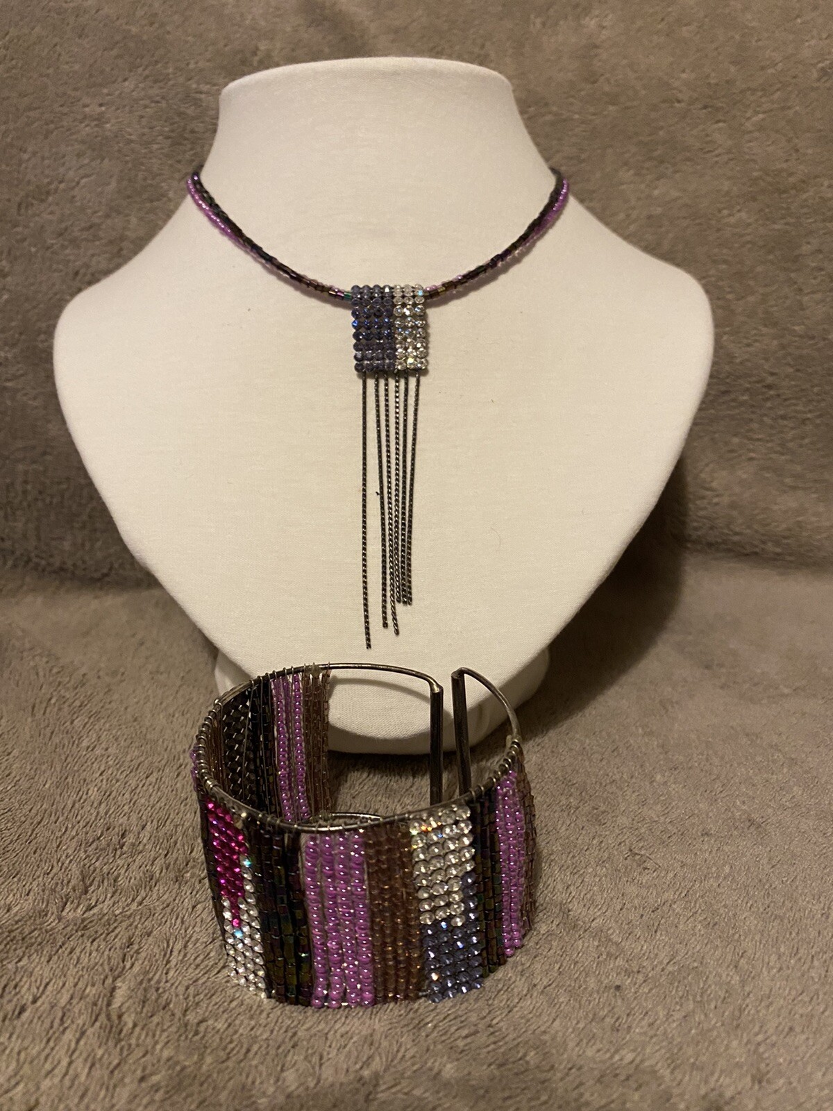 Necklace pendent w2cm x drop 9cm chain length 38-44cm 4cm band bracelet set