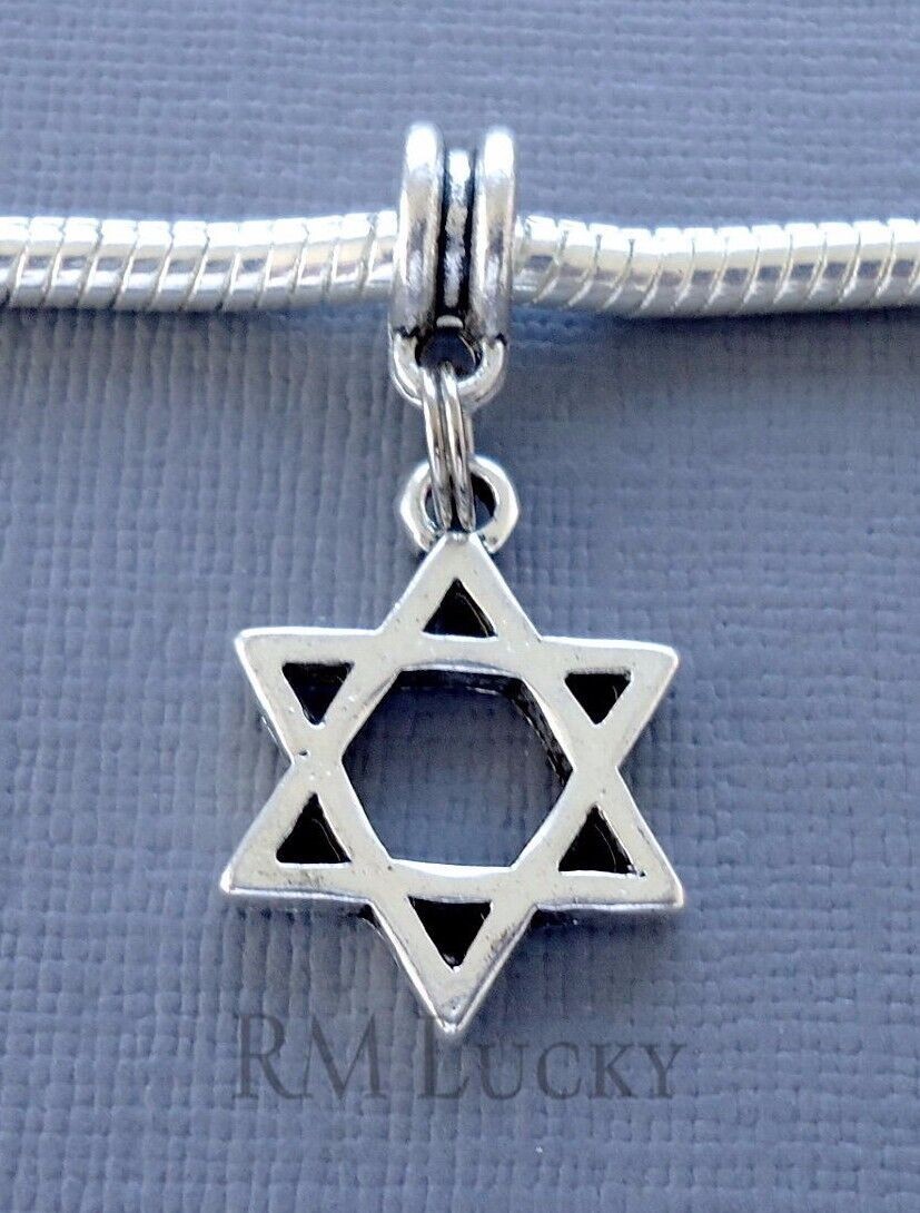 Star David Hexagonal Charm Bead Pendant Dangle Fits European Bracelet C231