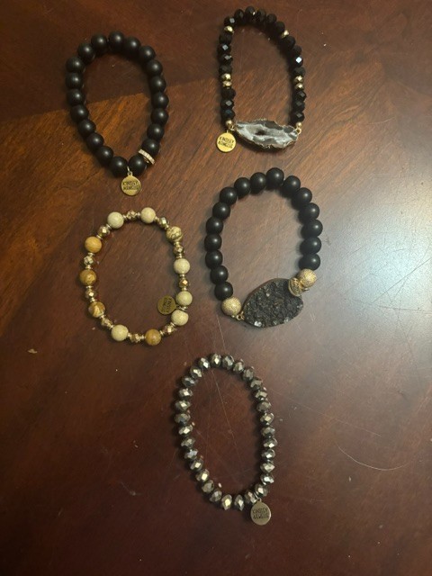 Kinsley Armelle 5 Piece Bracelet Set. Black/Rose Gold/Silver