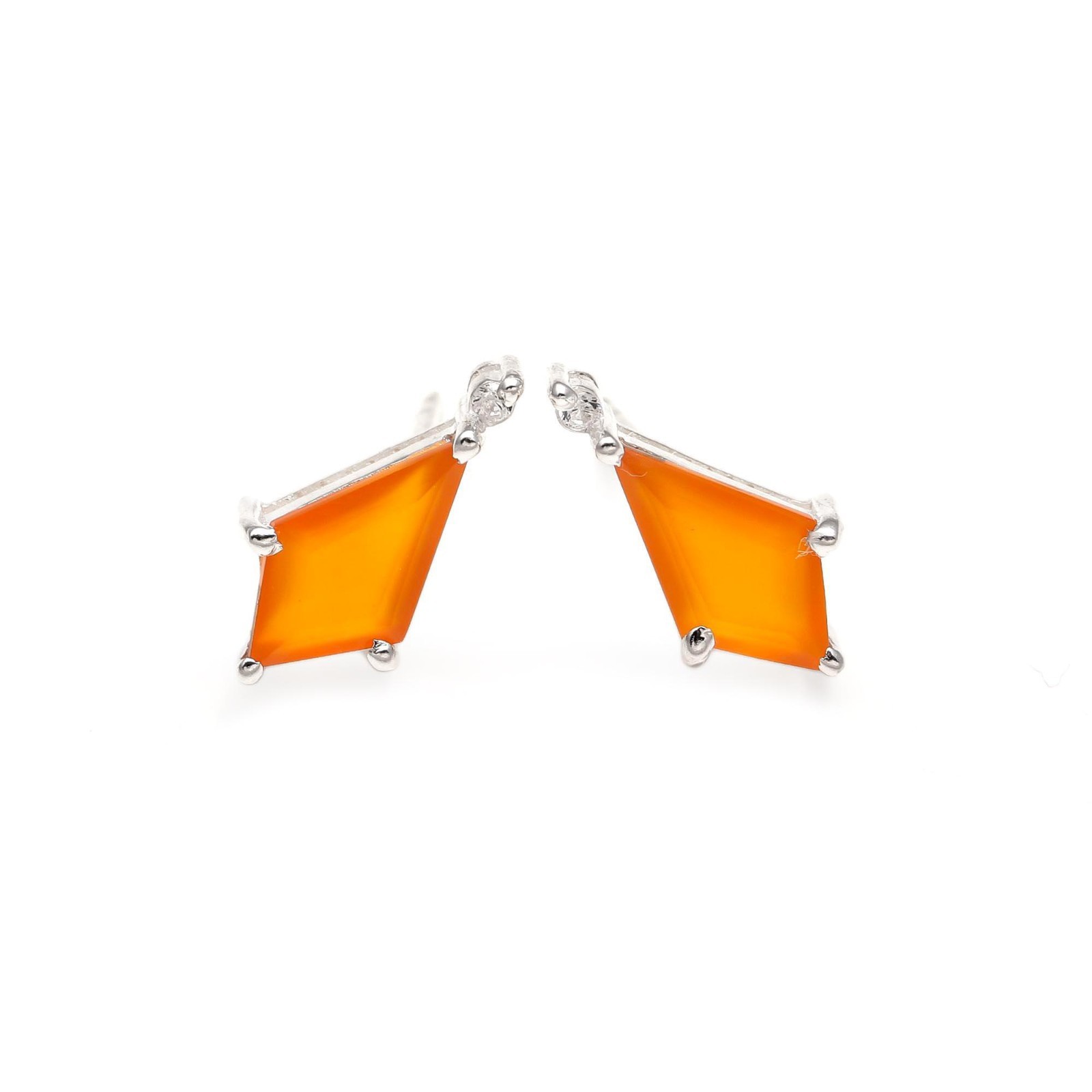 100% Natural Chalcedony Kite Stud Earrings 925 Sterling Silver Handmade Jewelry