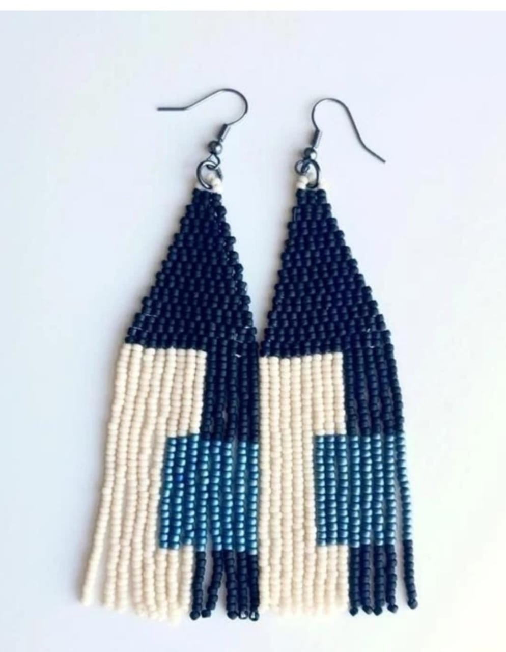 Beautiful Tribal Earrings Native Large Boho American Seed Beads Handmade Earring
