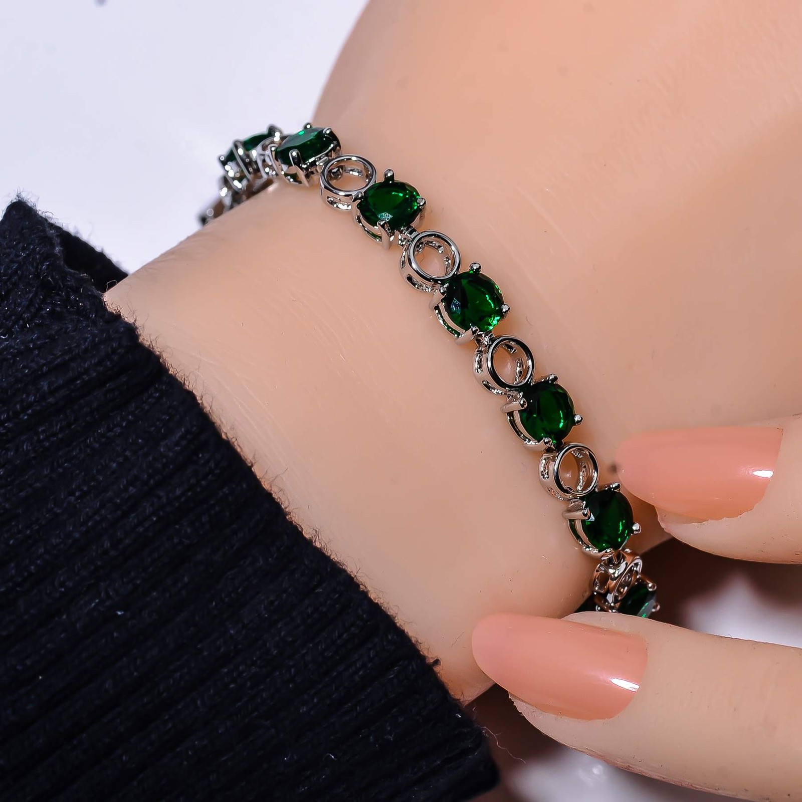 Tsavorite 925 Sterling Silver Tennis Bracelet 7.99″, Christmas Gift B68721