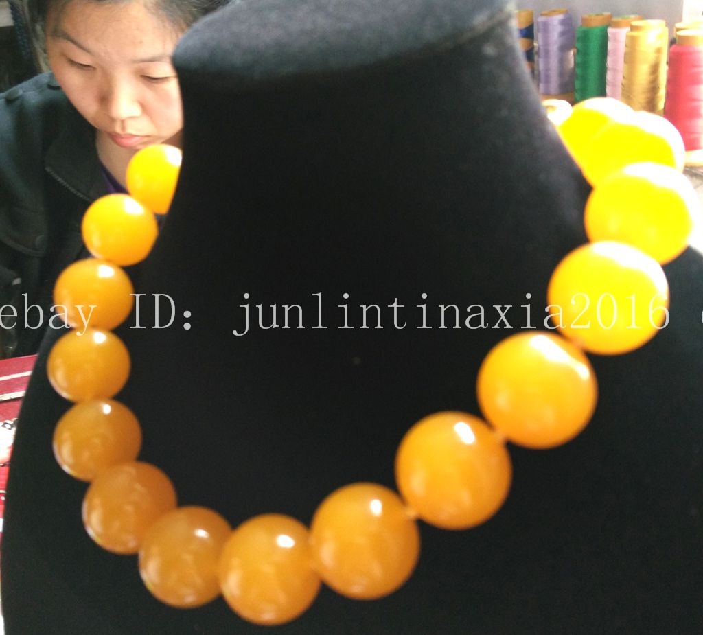 Natural Huge 20mm Yellow Topaz Gemstone Round Beads Necklace 18”
