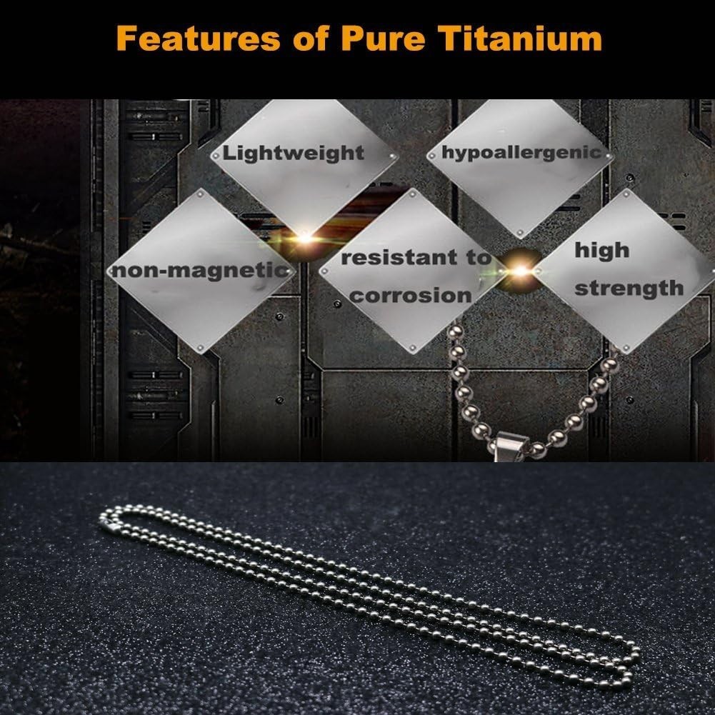 Pure Titanium Bead Ball Chain Necklace, Jewelry Chain Adjustable with Gift Pa…