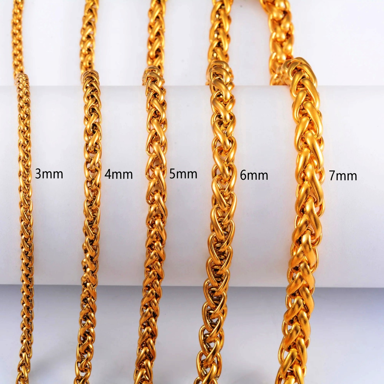 Foxtail Waterproof Necklace Silver/Gold Men Women, Braided Chain Stainless Steel