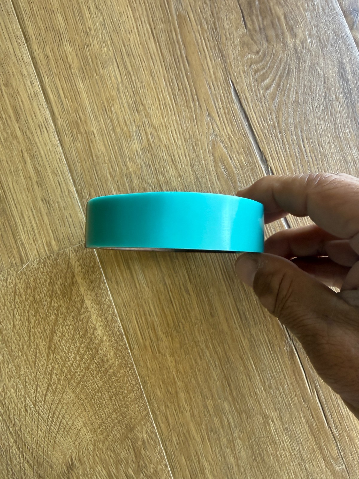Wood and Teal Resin Bangle Bracelet Very Good Condition
