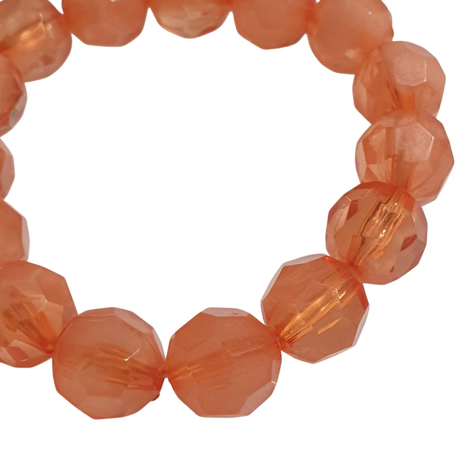 Faceted Orange Beaded Stretch Bracelet Durable Acrylic Lightweight Beach Core