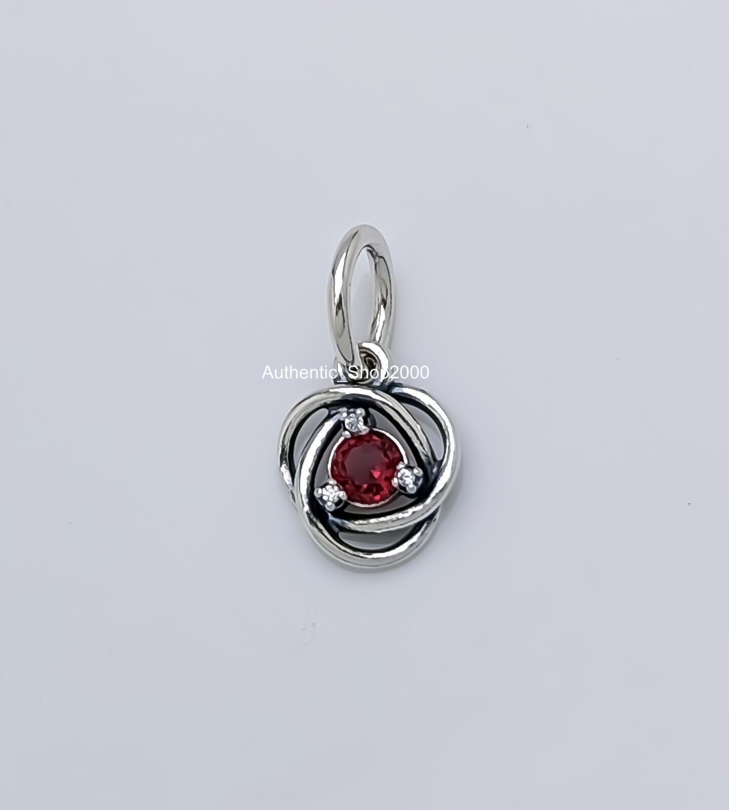 New 100% PANDORA 925 Birthstone July True Red Eternity Circle Charm 793125C07