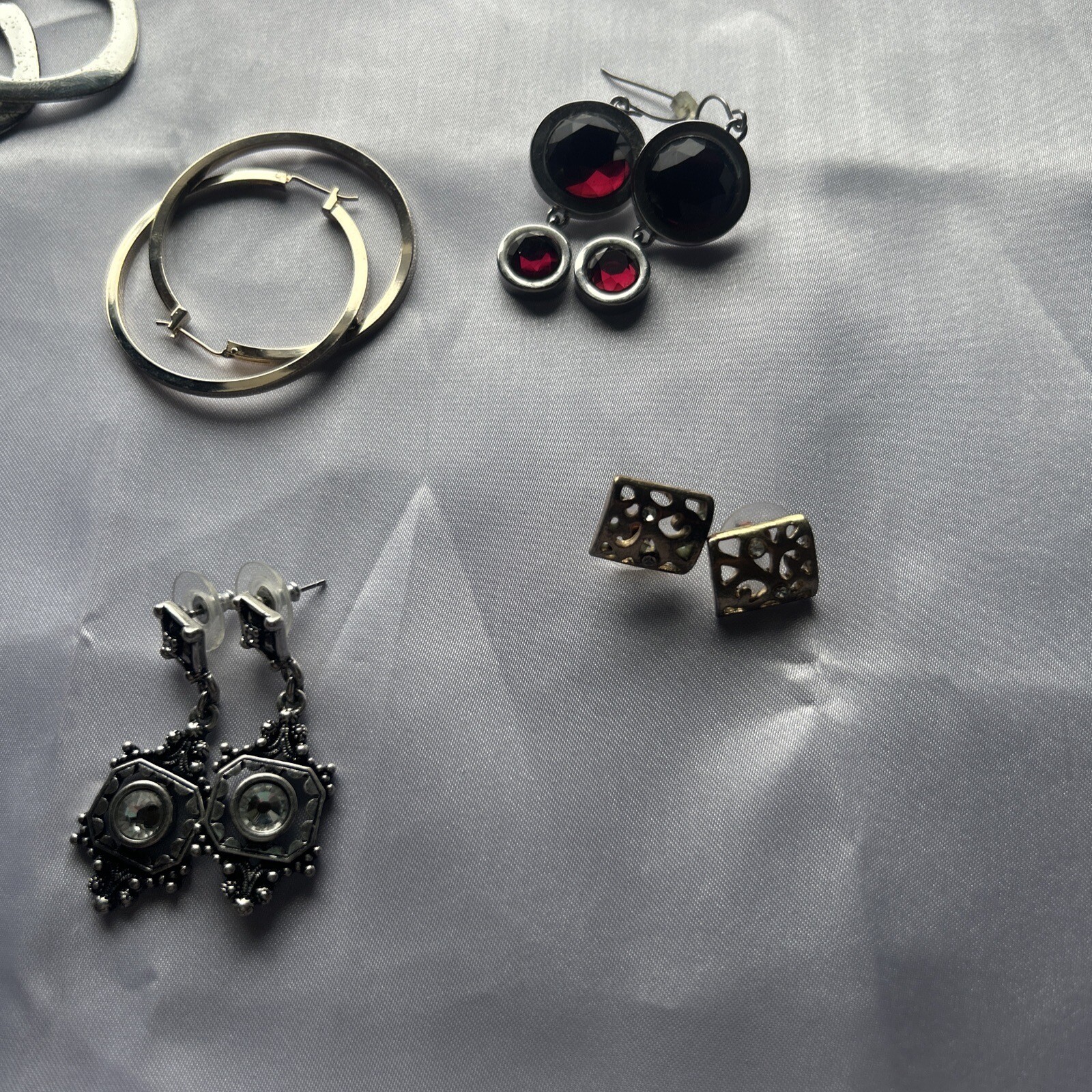 Lot of Women’s Earrings 9 Pairs of Mix Hoop Dangle and Post Earrings