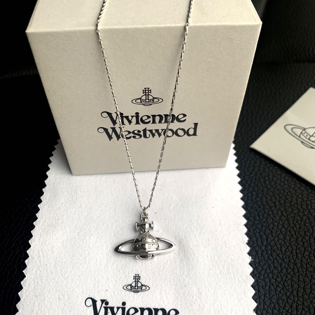 Vivienne Westwood Necklace ORB rhinestone Silver IN BOX [EJ7721