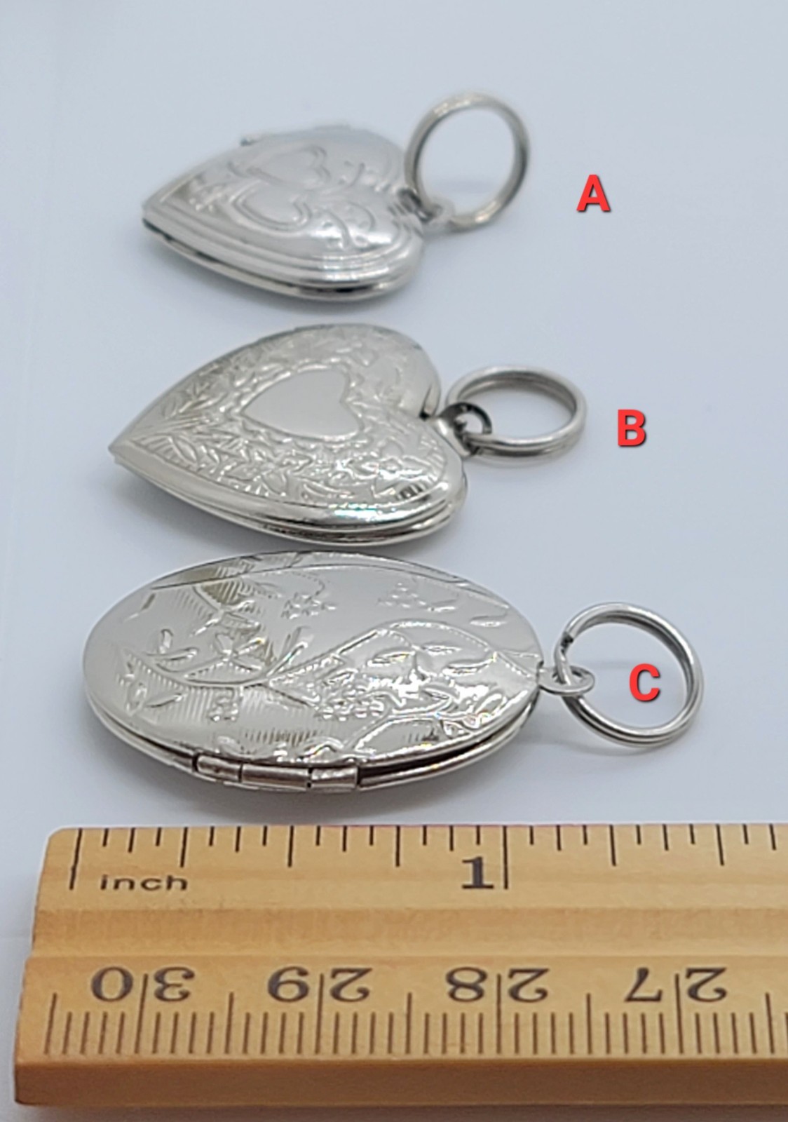 Silver Tone HEART LOCKET – Picture Photo Memory People Pet, Charm Keychain, .75″