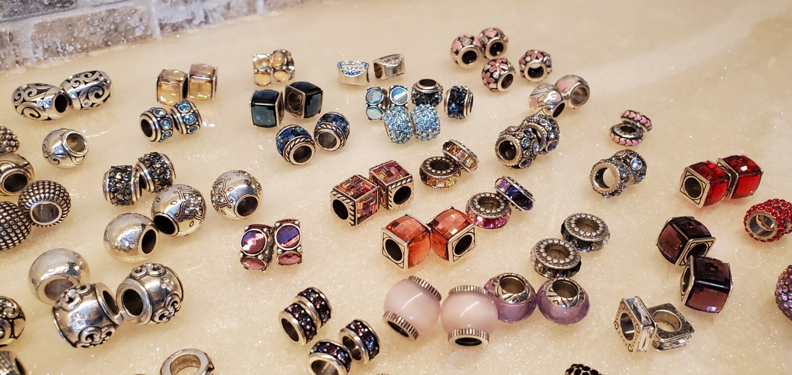 HUGE LOT Brighton Beads SOLD BY EACH Silver Tone Stoppers Heroes Metallics Rare