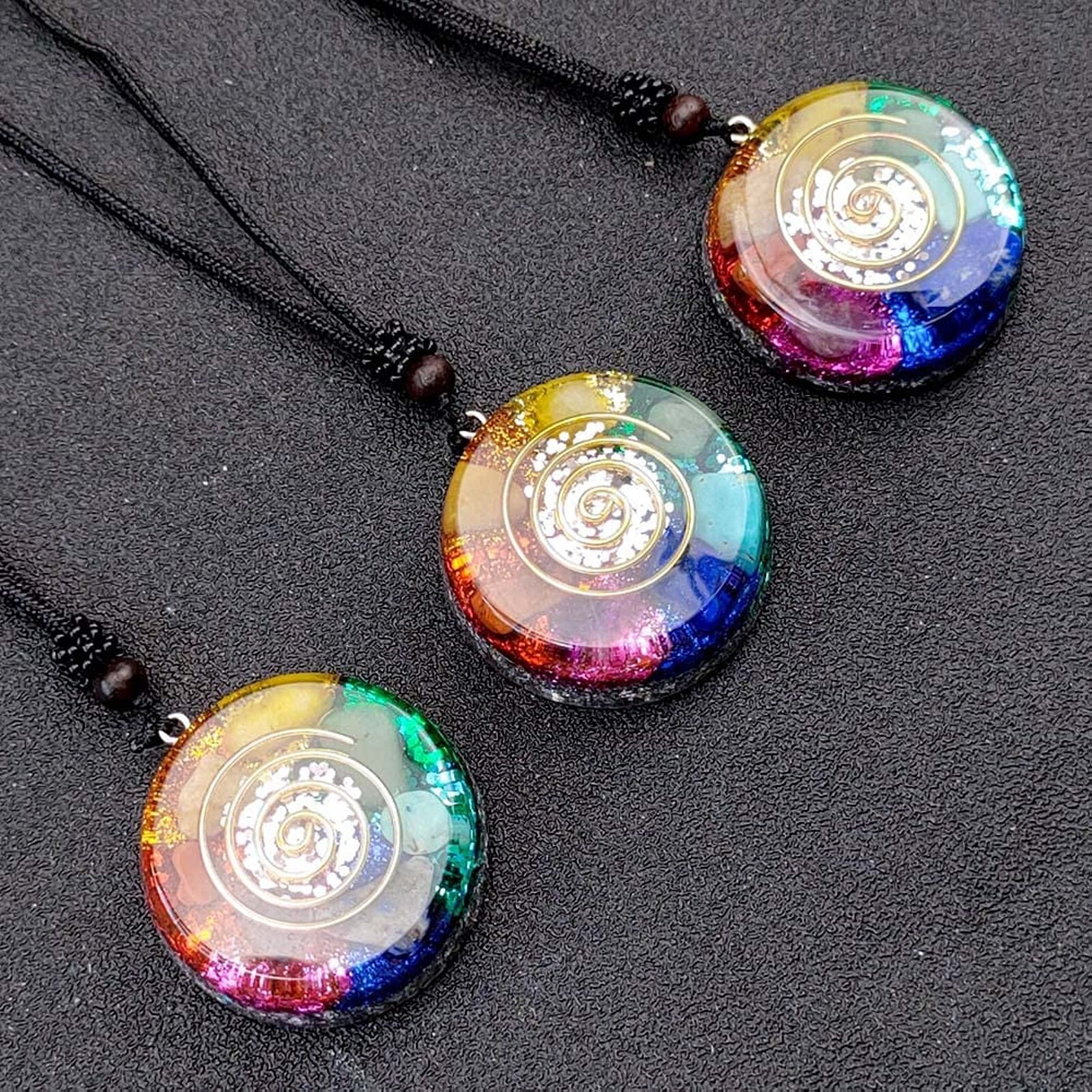 Chakra Stone Orgonite Pendant Natural Gemstone Crystal Resin Charm Necklace