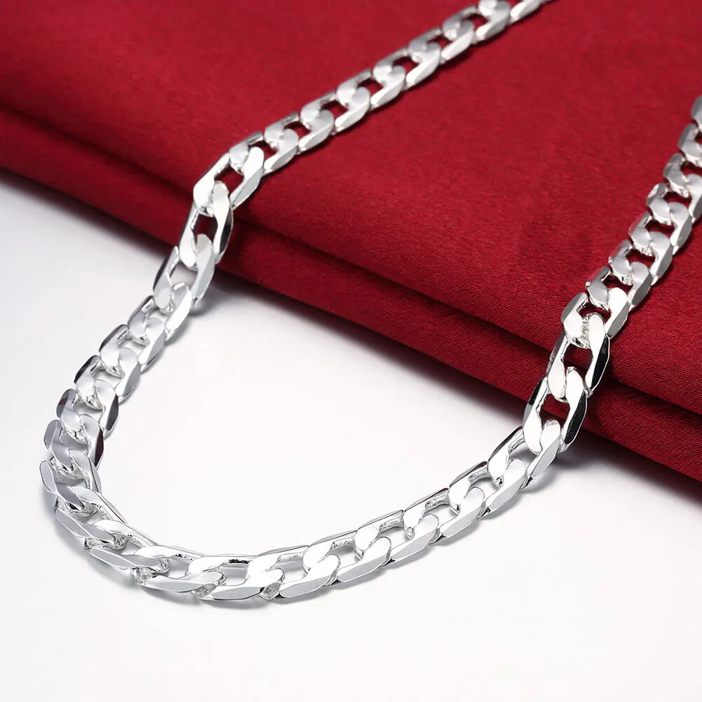 925 Sterling Silver Necklace for men’s 20/24 Inches Classic 8MM Chain Jewelry