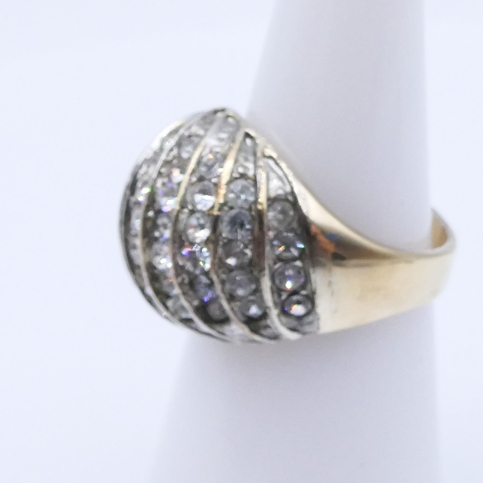 Vintage Gold Pave Cluster Dome Womens Coctail Statement Sz 7 Ring