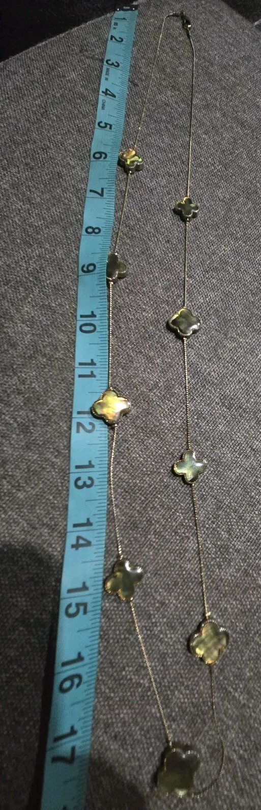 Pre-owned Abalone Shiny Beaded Clover Beads Ling Necklace