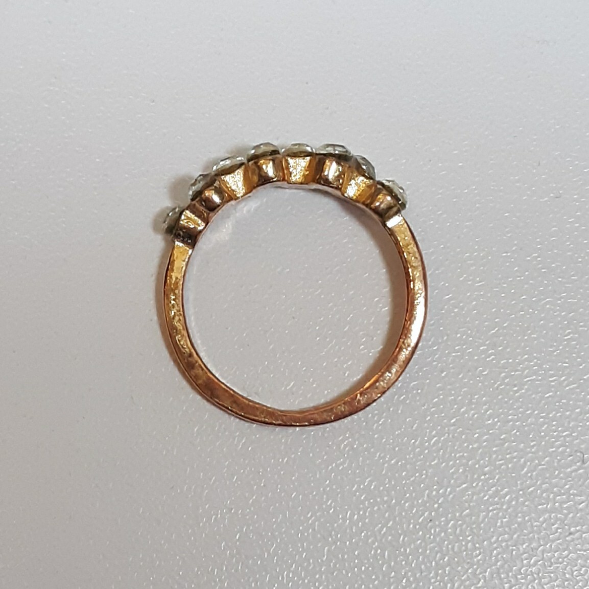 Copper 1.5mm Flat Edge Band Size 7 Women 8 Ct Clear Crystal Offset Cluster Ring