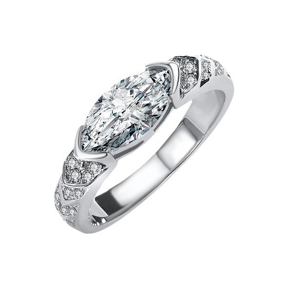 1Ct Marquise Cut Moissanite S925 Sterling Silver Gold Plated Eye of Horus Ring