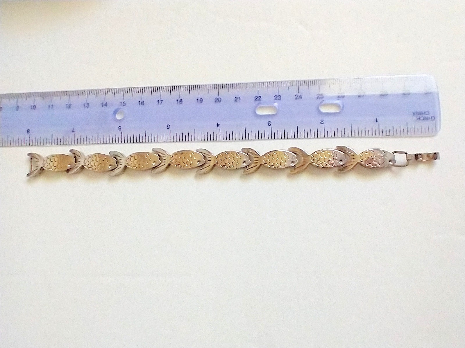 Vtg Sterling Silver 925 Interlocking Fish Links Chain 8″ Bracelet 33.56 grams