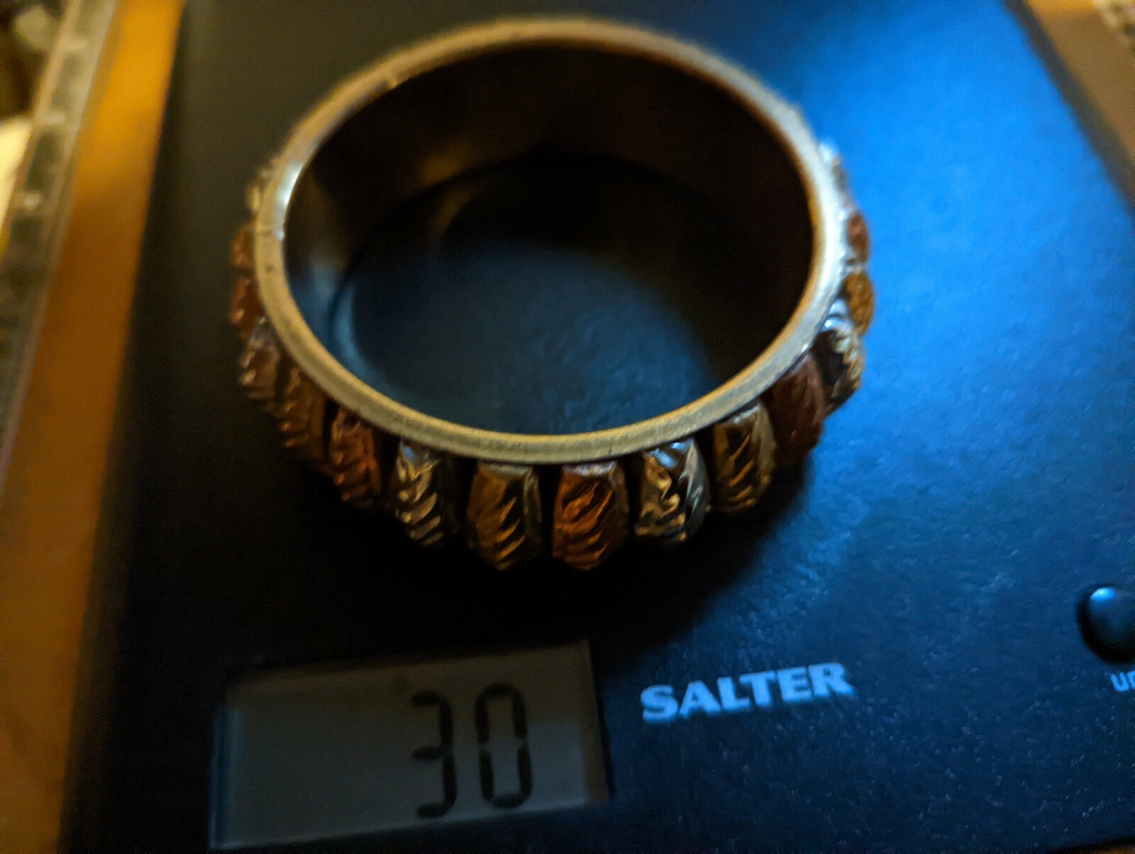 Vintage Statement Bangle 30g Copper Silver Tone & Brass 64mm Diameter 23mm Wide