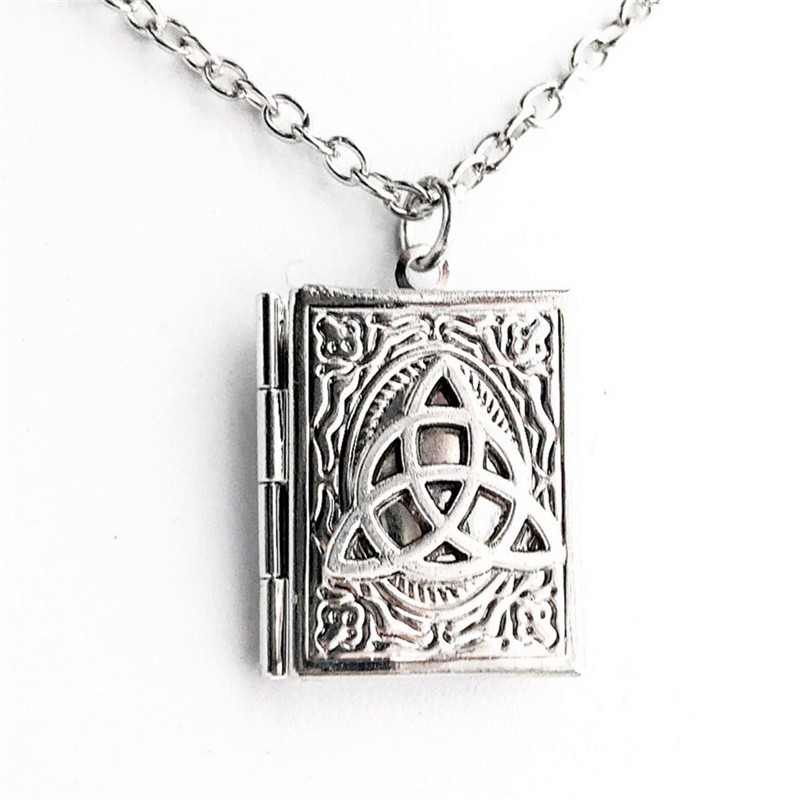 Vintage Book Locket Necklace Photo Picture Holder Antique Silver Pendant Gift
