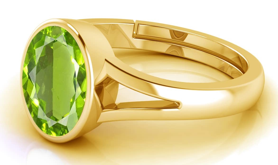 5.25 Ratti Certified Natural Peridot Gemstone 22k gold plated Panchdhatu Adju…