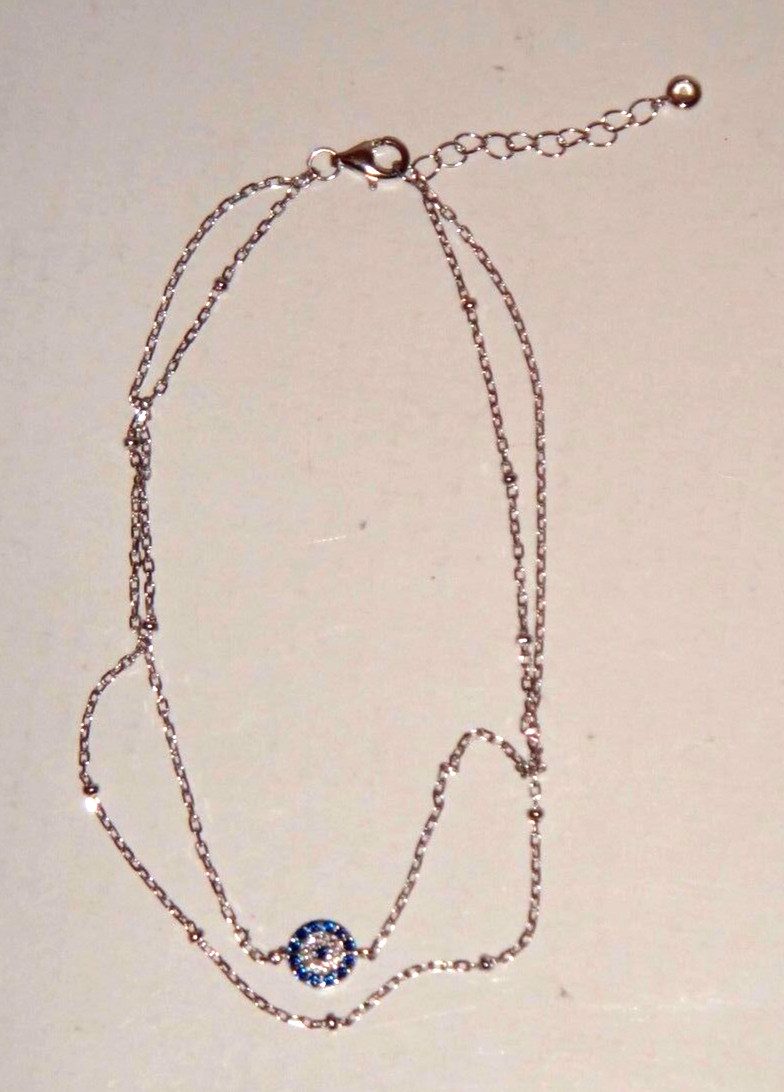 ISABELLA M. Women’s Sterling Silver EVIL EYE Double Chain Bracelet MADE IN ITALY