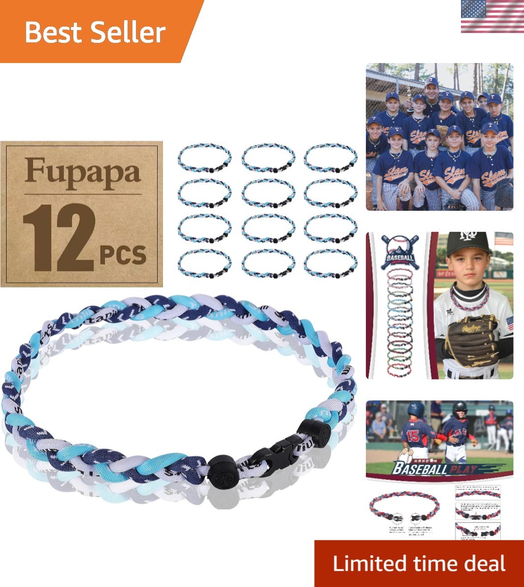 Colorful 12-Pack 18in Baseball Necklaces with 3D Tornado Design for Team Gifts