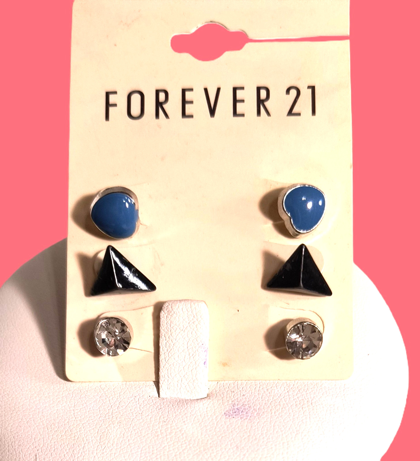 New Forever 21 3 Pairs Stud/Post Earrings for Pierced Ears Multicolor