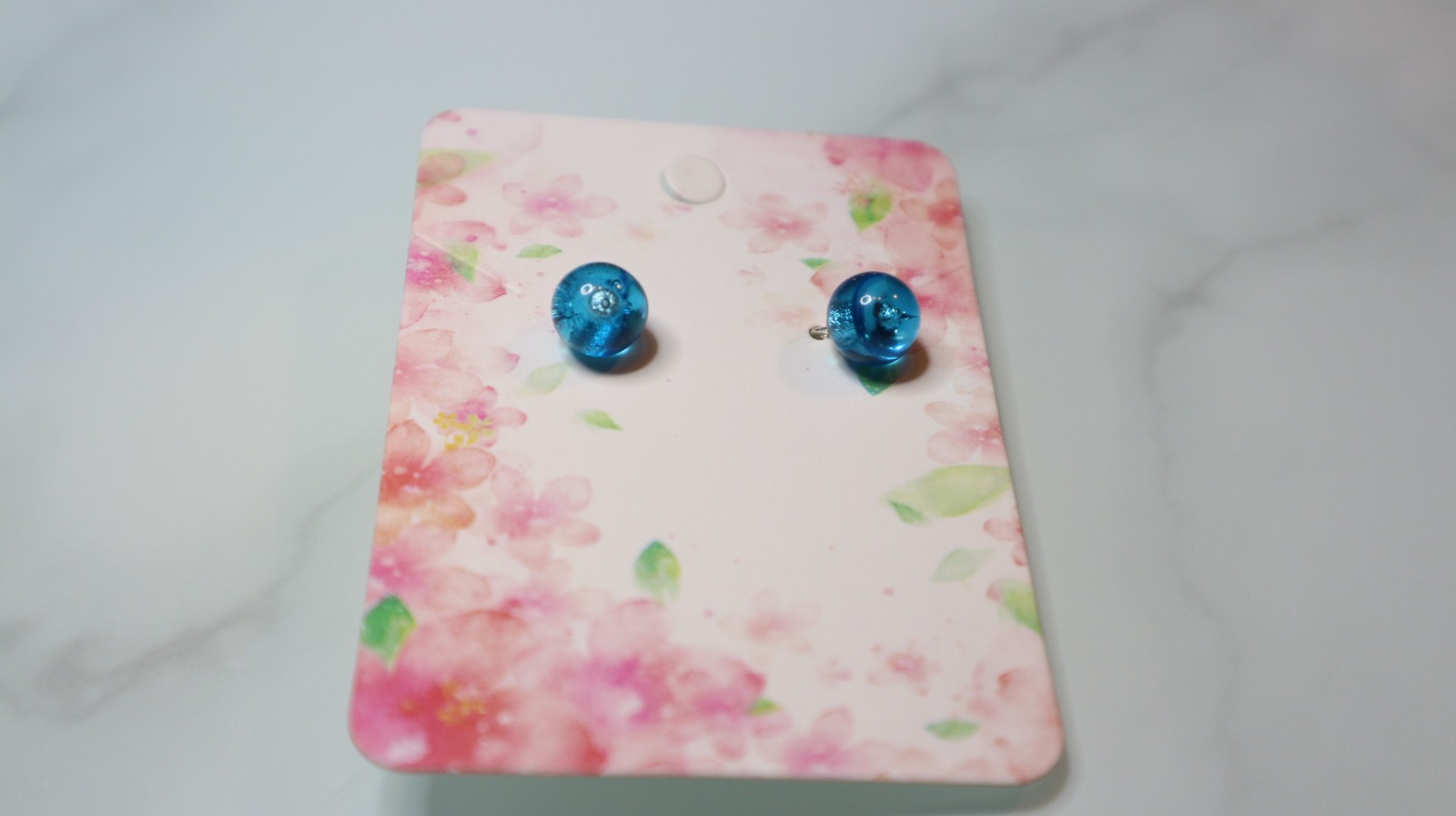 Murano glass earrings. Blue spheres. Silver push back lock.