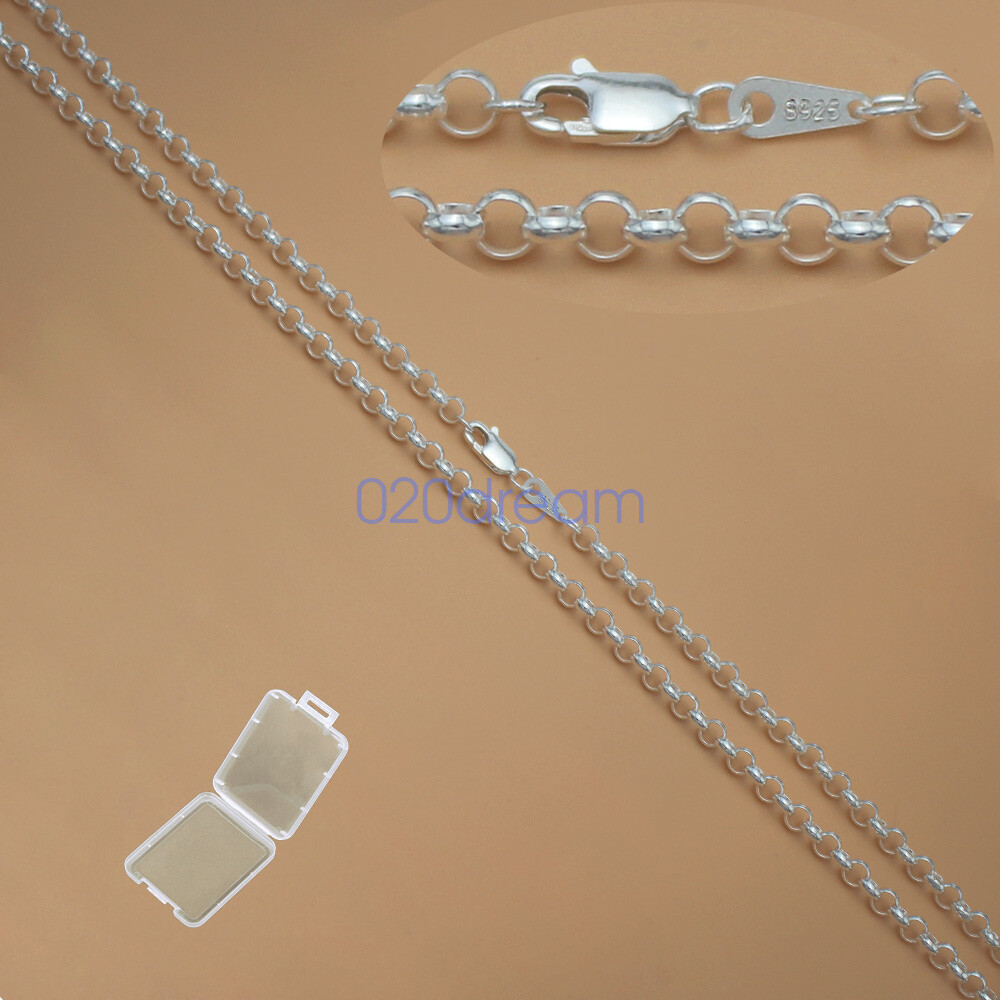 3.5MM Real 925 Sterling Silver O Chain Necklace Curb All Sizes Stamped Lady Gift