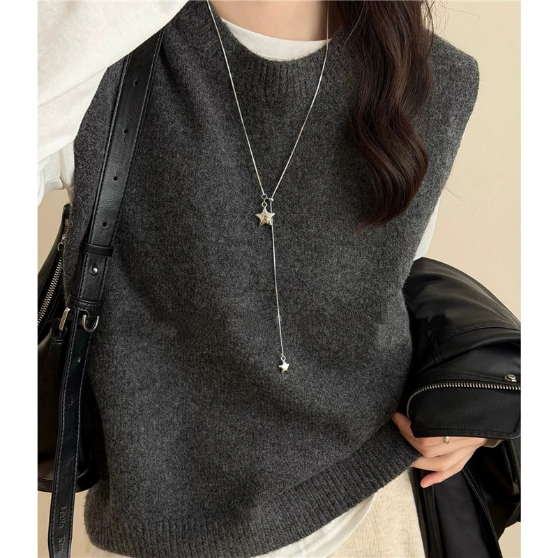 Silver Color Asymmetrical Star Pendant Adjustable Snake Chain Necklace for Women