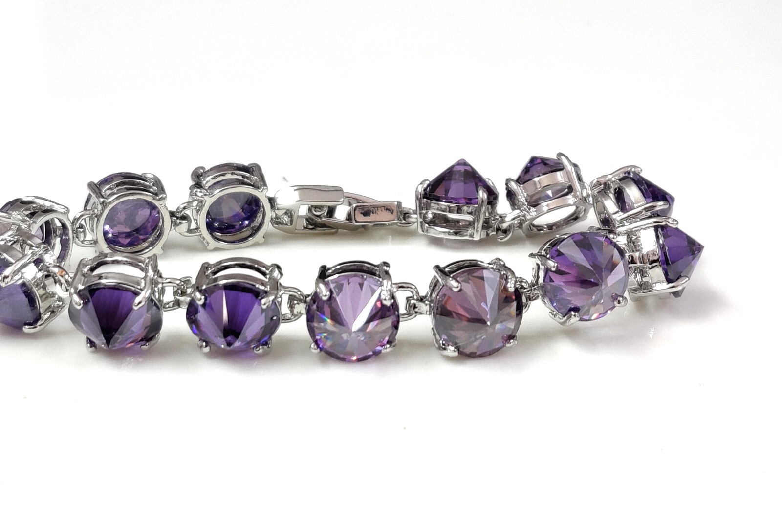 Amethyst Quartz Round Cut Show Stopper Handmade Jewelry Bracelet 7″