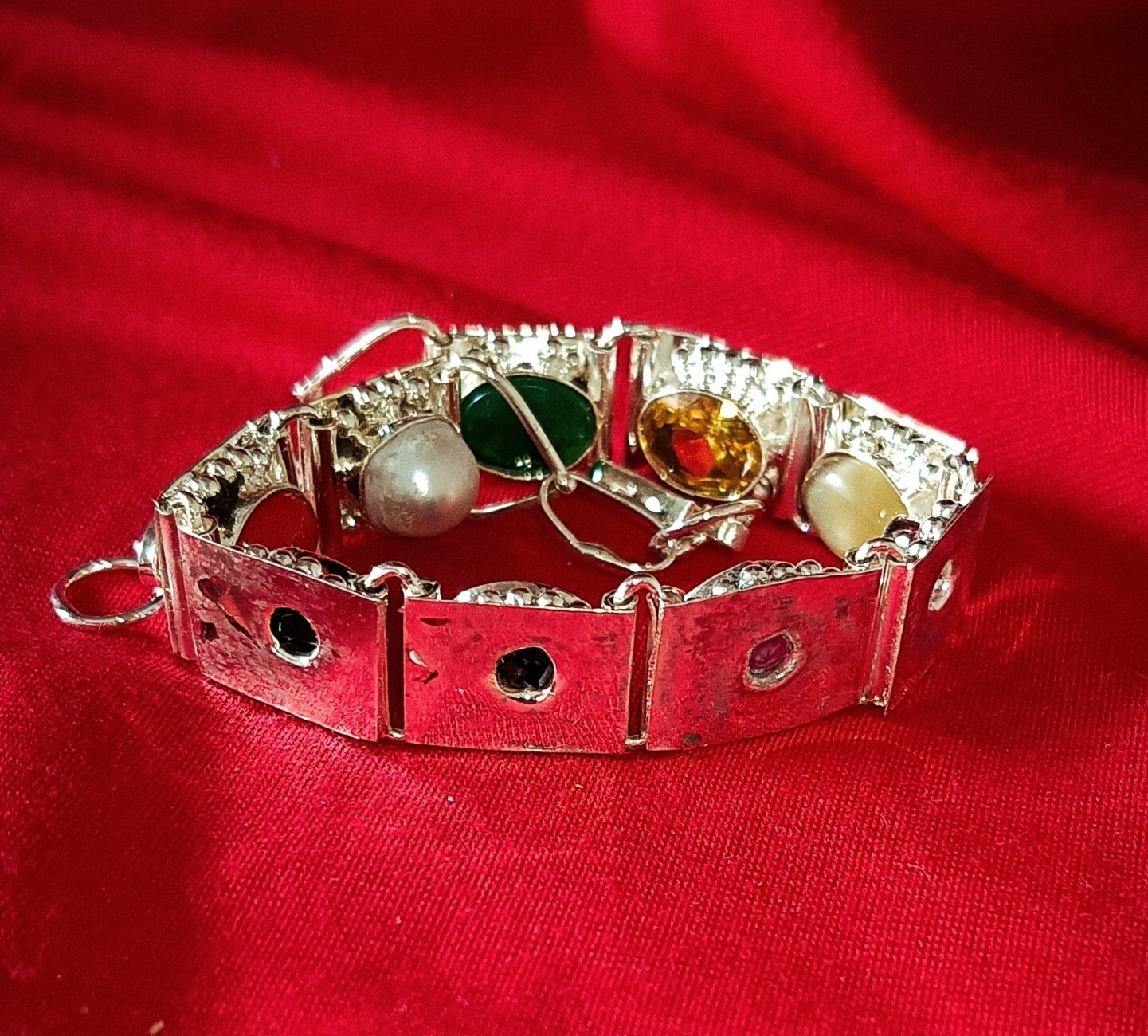 Navratan Bracelet Navratna Silver Chain Bracelets Birthstone Wristband Bracelet