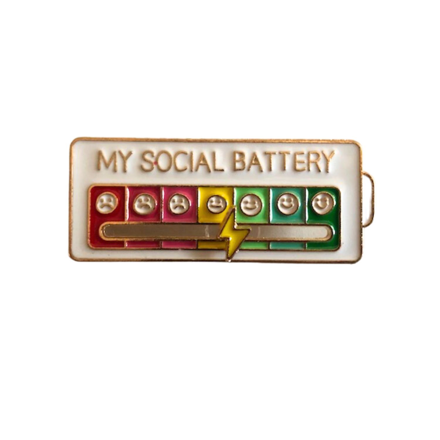Social Battery Enamel Pin, USA SELLER Anxiety Sliding Mood Interactive Pin