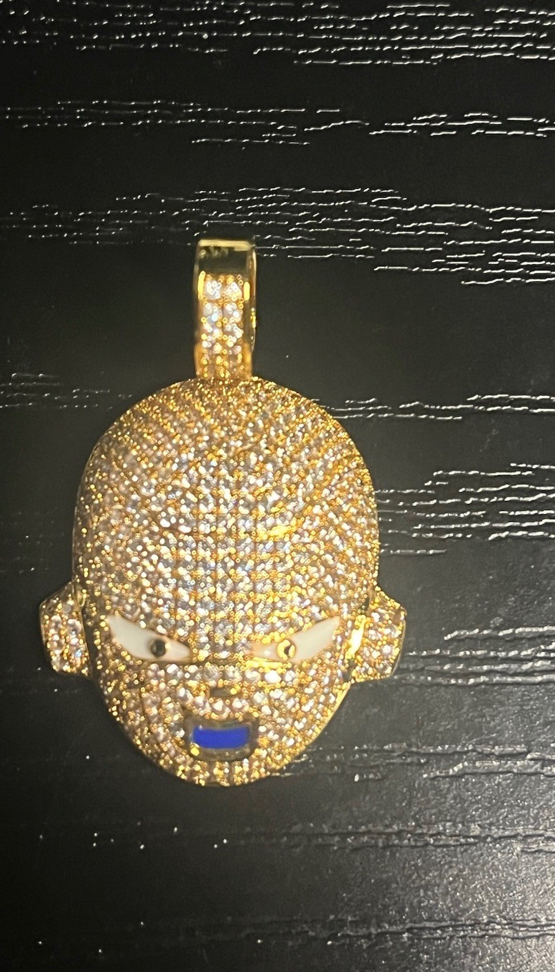 Gold 14k plated over stainless steel with 5A CZ Iced Out Frieza Pendant