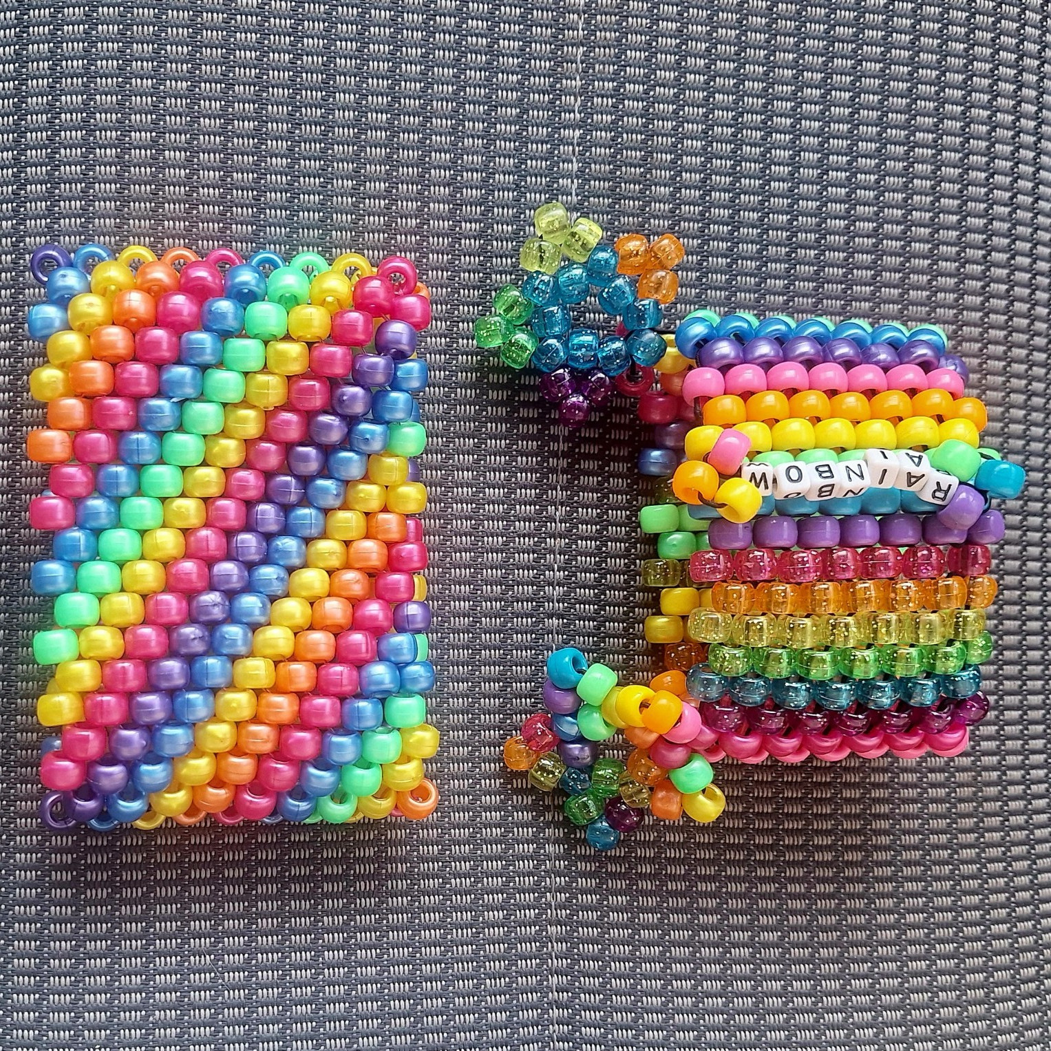 Kandi X-Base Rainbow Pride Plastic Pony Bead Cuff Bracelets (2)
