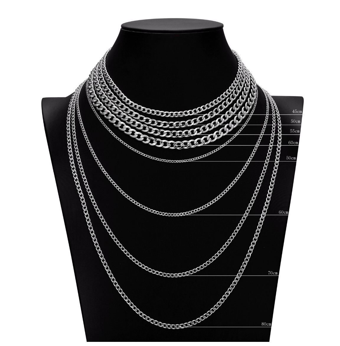 Stainless Steel 22 Inch 55 cm 2.1 mm Cuban Curb Chain