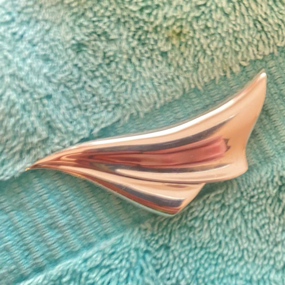 925 Sterling Silver Abstract Wave Swirl Brooch Pin