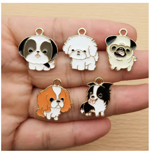 50pcs cartoon animal dog Metal Charm DIY earring Pendant Necklace Jewelry Making