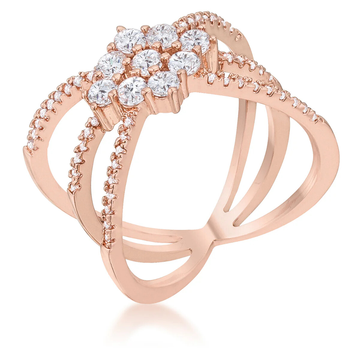 Rhodium Plated Mindy 0.8ct CZ Delicate Triple Wrap Ring