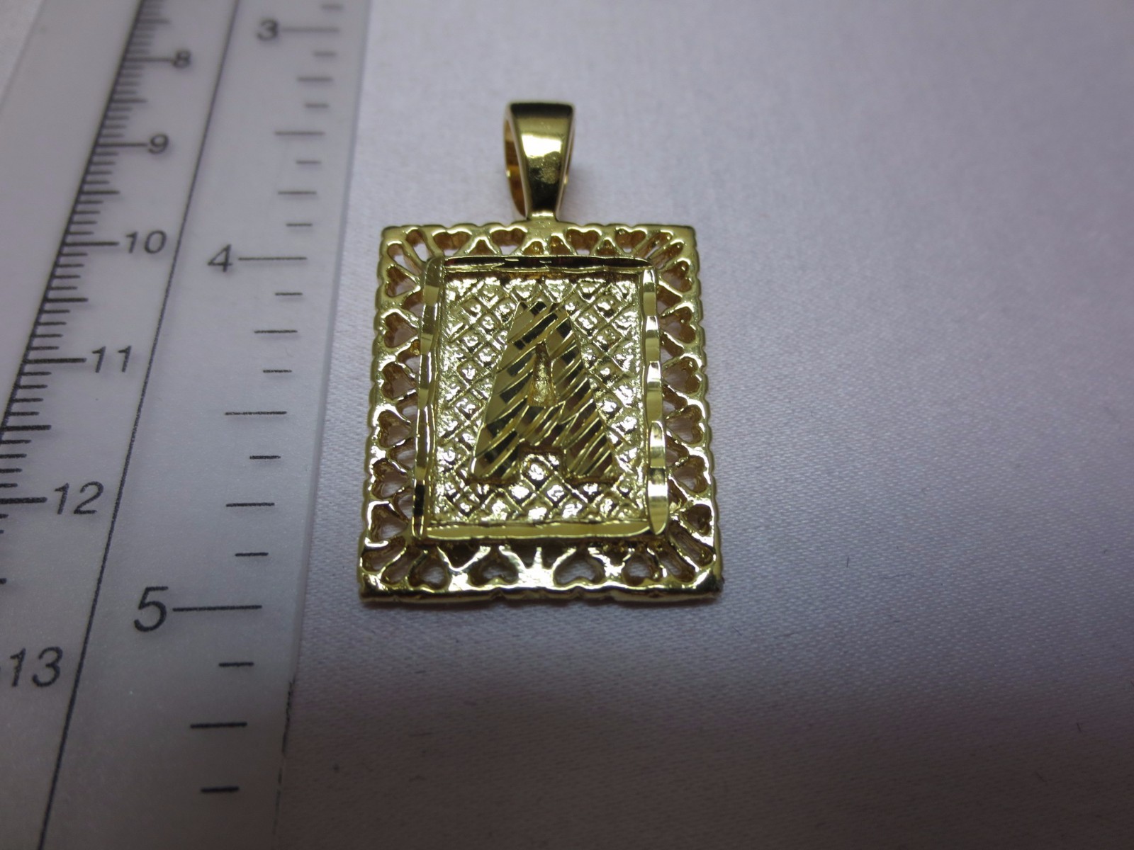 14KT GOLD EP 1 3/8 INCH FRAMED LETTER LARGE SQUARE INITIAL A-W & 30″ ROPE CHAIN