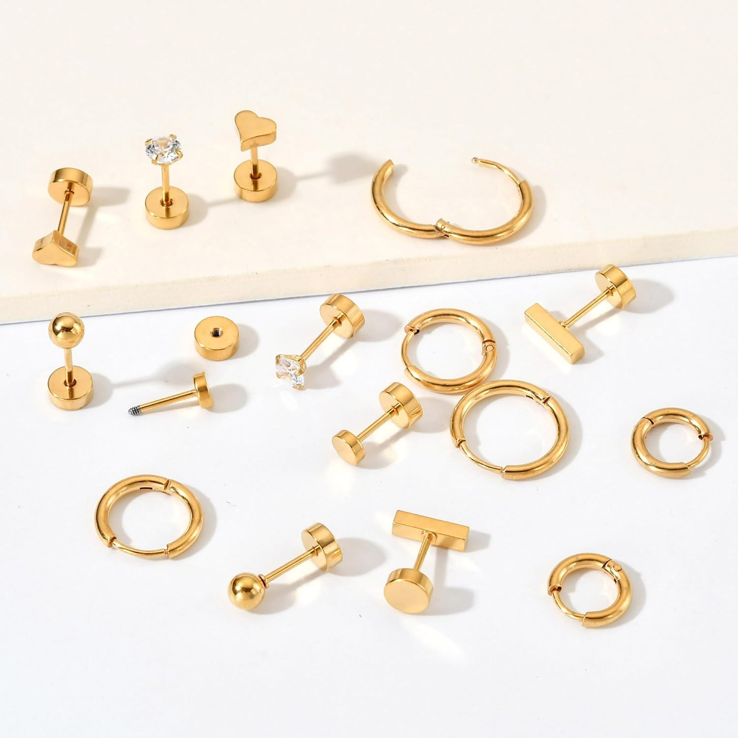 Hypoallergenic Titanium Earrings for Sensitive Ears 14K Gold Plated Opal Ball CZ