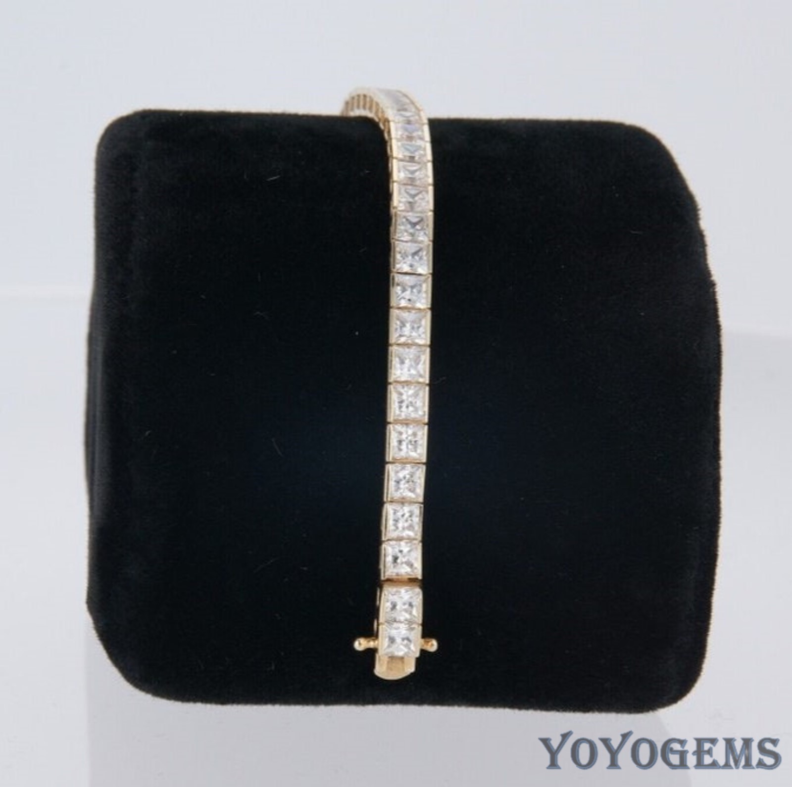 7′ Inch Long Tennis Wedding Bracelet 6 Carat Princess Cut Solid 14K Yellow Gold