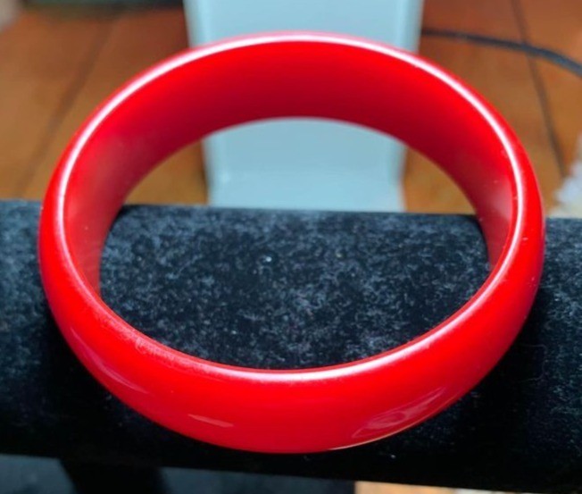 Red Bakelite Chunky Vintage Bracelet Bangle .75″ Diameter Art Deco Jewelry