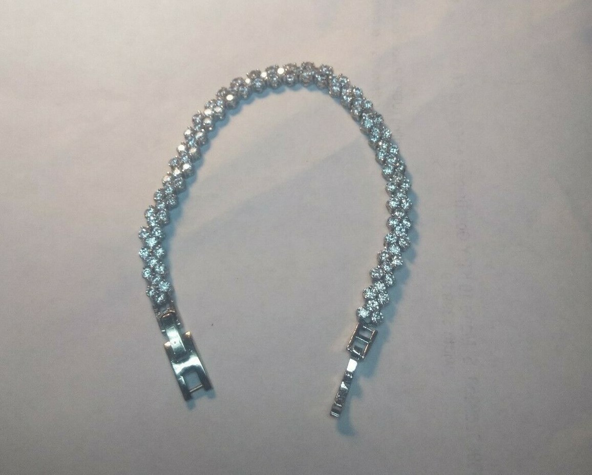 102 CZ 2.8mm RhodiumTennis Brac 7 or 7.5″ *10 Ct. Look* 6.5 MM Width $159.