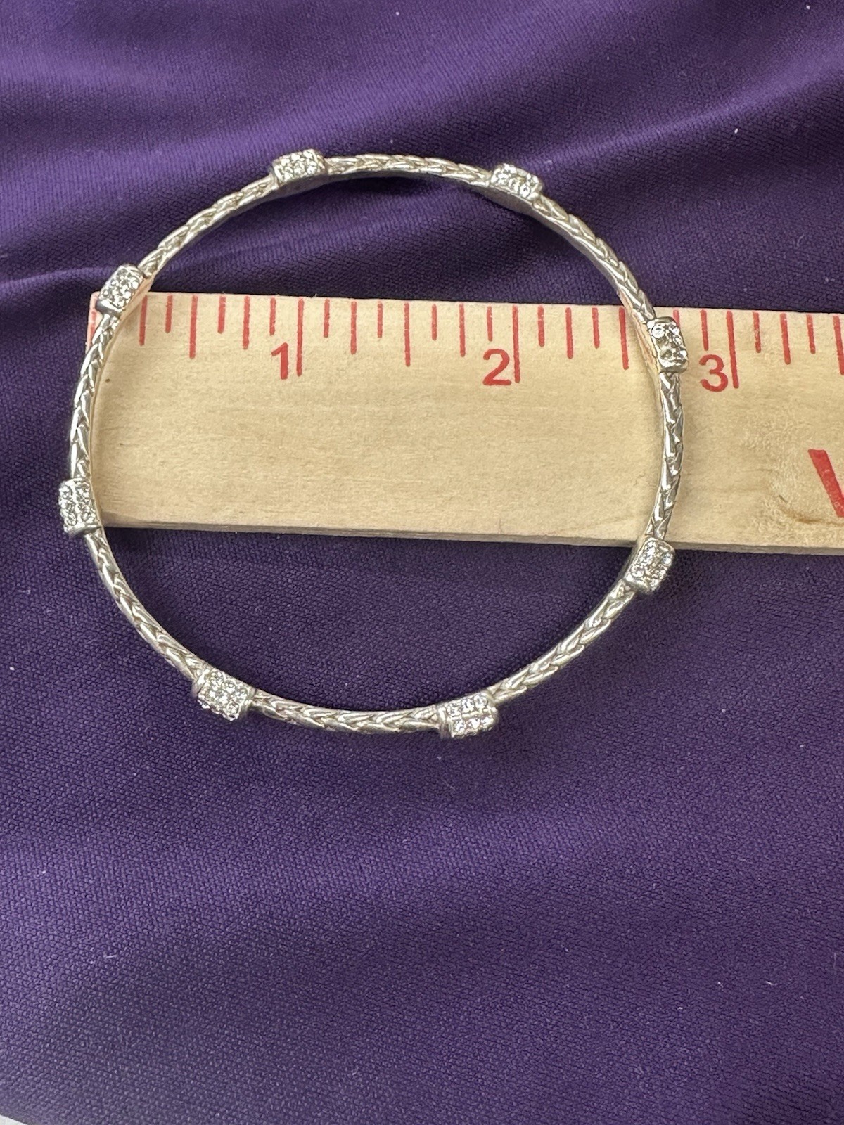 Brighton Meridian Petite Bangle Bracelet Pave Crystals Braided Rope