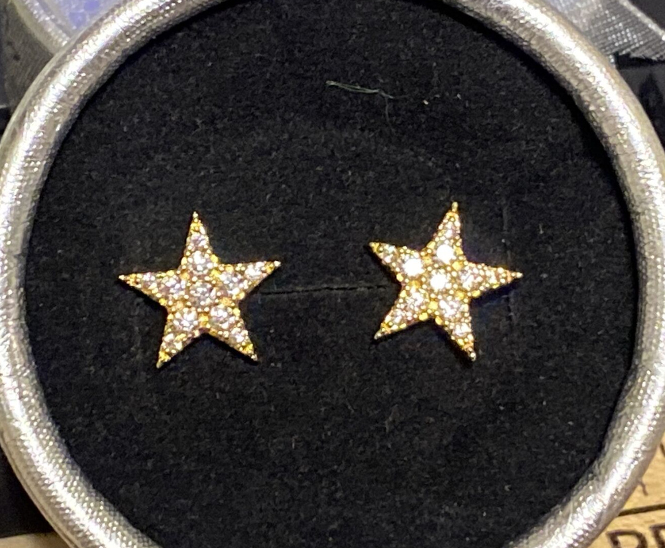 Beautiful New Yellow Gold Filled Clear Crystal CZ Star Stud Post Earrings