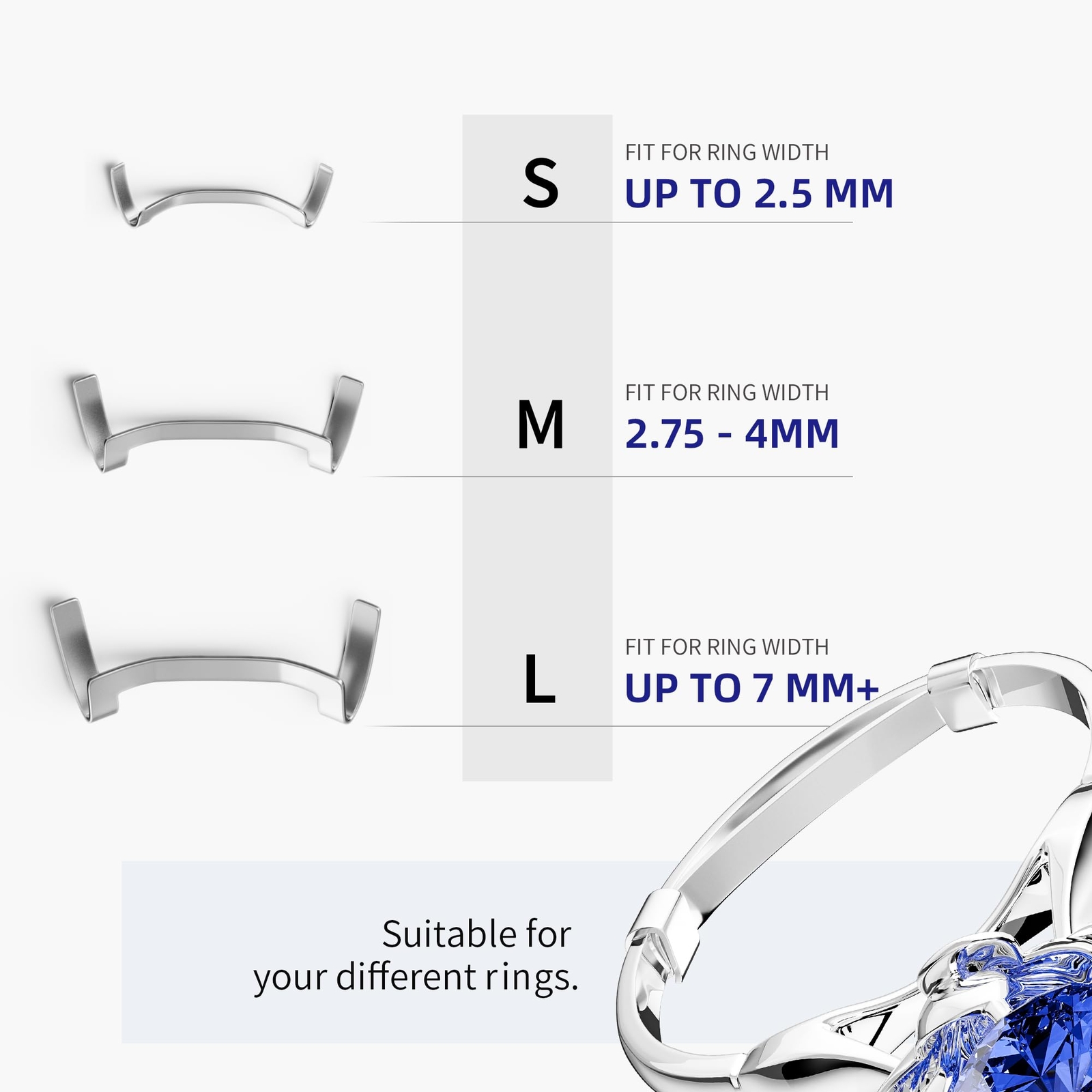 12 Pack Filled Metal Ring Guard,Invisible Ring Size Adjuster Set